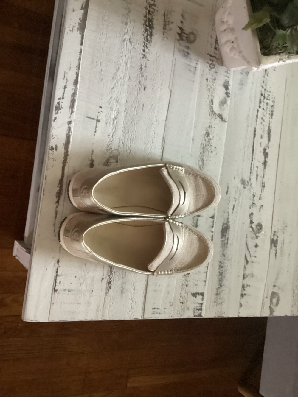 Cole Hahn Pearl-Trim Slip-On Loafers in Light Cream